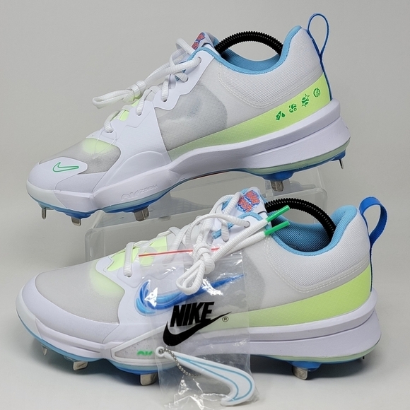 Nike Force Trout 9 Pro Cleats White/Barely Volt/Blue FQ7941-100 Men Size 7.5 New - Picture 3 of 9